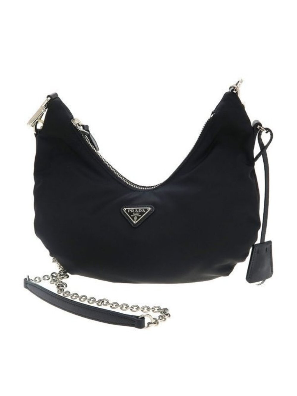 Prada Nylon Chain Shoulder Bag Black